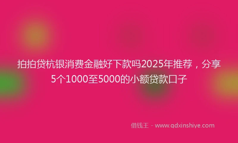 拍拍贷杭银消费金融好下款吗2025年推荐，分享5个1000至5000的小额贷款口子