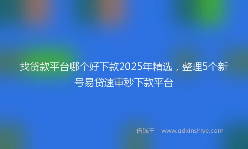 找贷款平台哪个好下款2025年精选，整理5个新号易贷速审秒下款平台