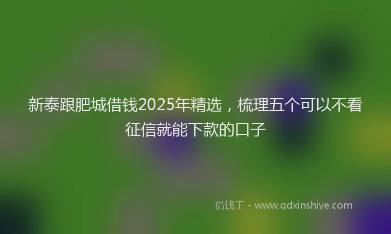 新泰跟肥城借钱2025年精选，梳理五个可以不看征信就能下款的口子