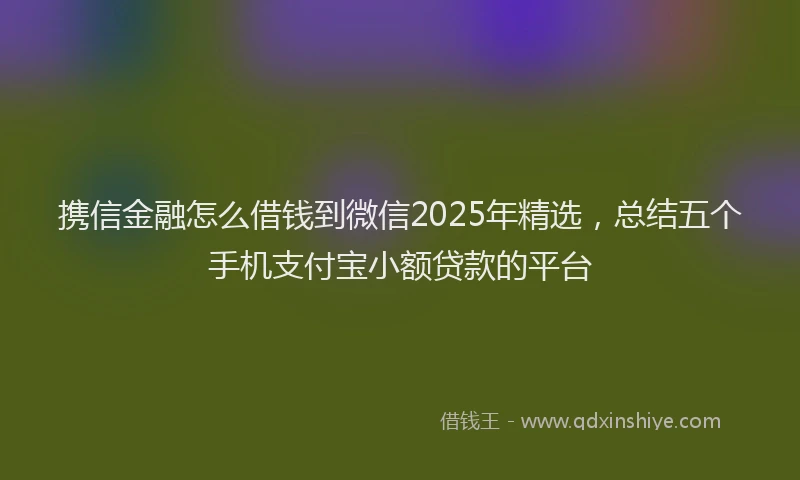 携信金融怎么借钱到微信2025年精选，总结五个手机支付宝小额贷款的平台