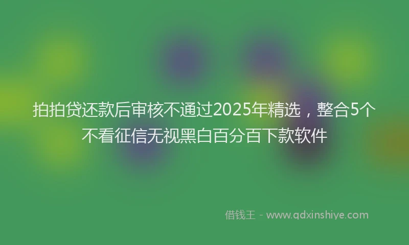拍拍贷还款后审核不通过2025年精选，整合5个不看征信无视黑白百分百下款软件