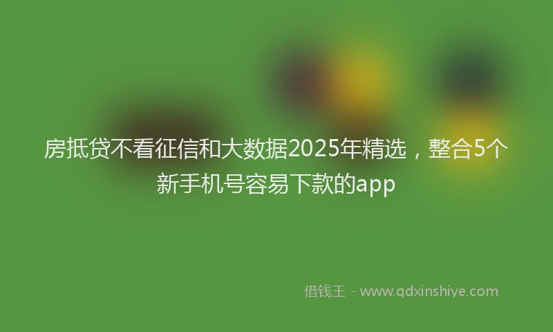 房抵贷不看征信和大数据2025年精选，整合5个新手机号容易下款的app