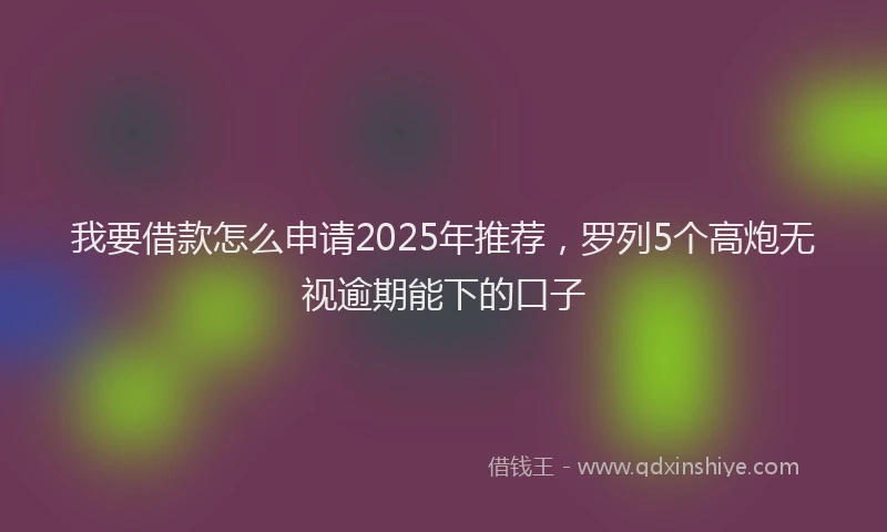 我要借款怎么申请2025年推荐，罗列5个高炮无视逾期能下的口子