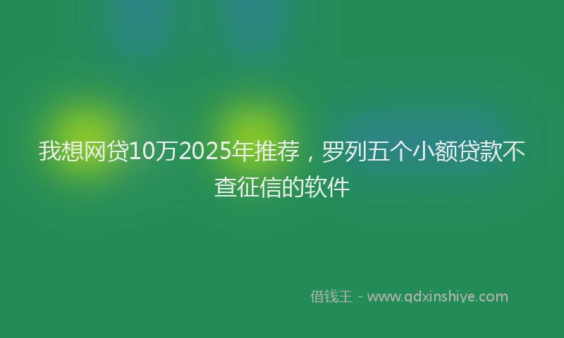 我想网贷10万2025年推荐，罗列五个小额贷款不查征信的软件