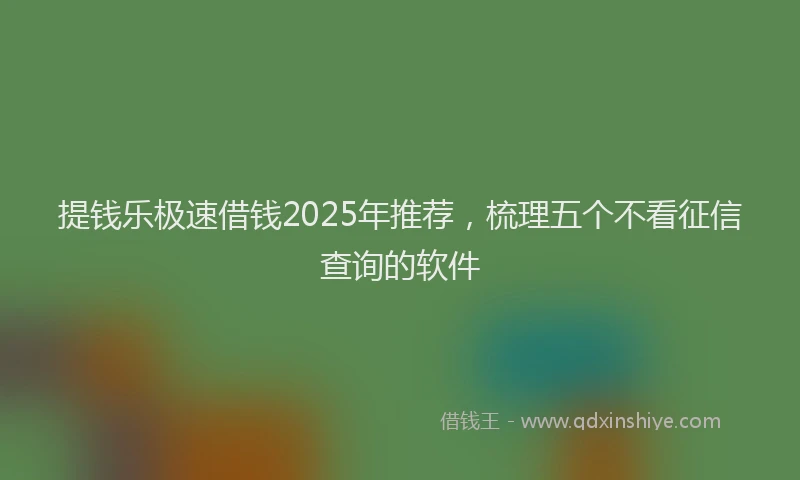 提钱乐极速借钱2025年推荐，梳理五个不看征信查询的软件