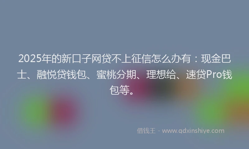2025年的新口子网贷不上征信怎么办有：现金巴士、融悦贷钱包、蜜桃分期、理想给、速贷Pro钱包等。