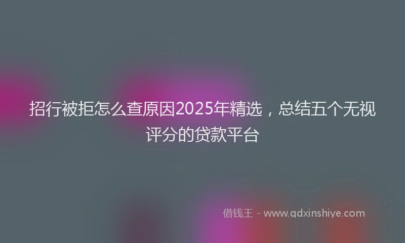 招行被拒怎么查原因2025年精选,总结五个无视评分的贷款平台
