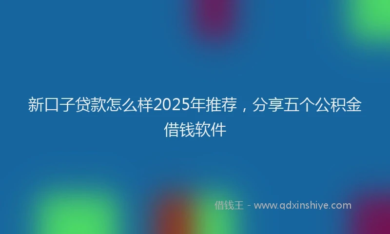 新口子贷款怎么样2025年推荐，分享五个公积金借钱软件