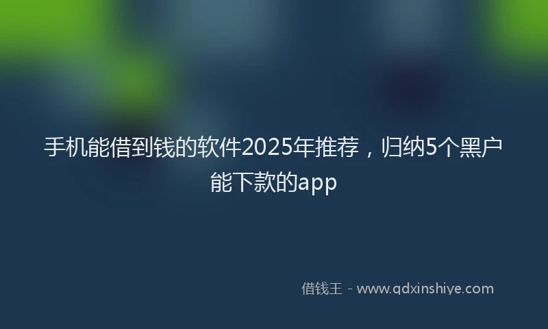手机能借到钱的软件2025年推荐，归纳5个黑户能下款的app