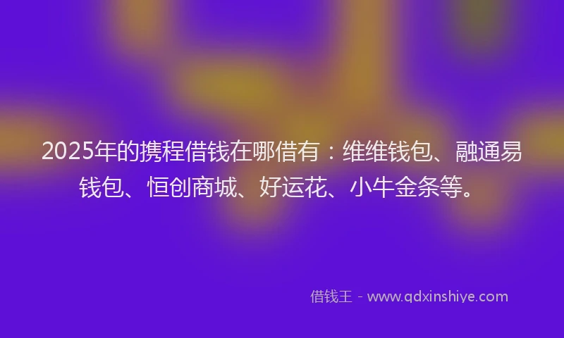 2025年的携程借钱在哪借有：维维钱包、融通易钱包、恒创商城、好运花、小牛金条等。
