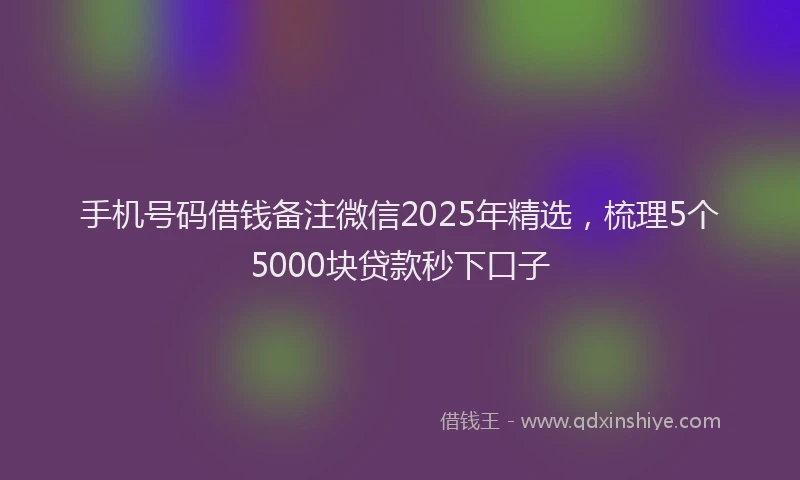 手机号码借钱备注微信2025年精选，梳理5个5000块贷款秒下口子
