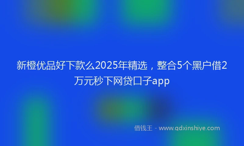 新橙优品好下款么2025年精选，整合5个黑户借2万元秒下网贷口子app