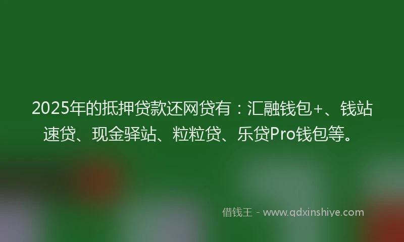 2025年的抵押贷款还网贷有：汇融钱包+、钱站速贷、现金驿站、粒粒贷、乐贷Pro钱包等。