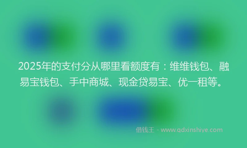 2025年的支付分从哪里看额度有：维维钱包、融易宝钱包、手中商城、现金贷易宝、优一租等。