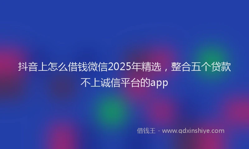 抖音上怎么借钱微信2025年精选，整合五个贷款不上诚信平台的app