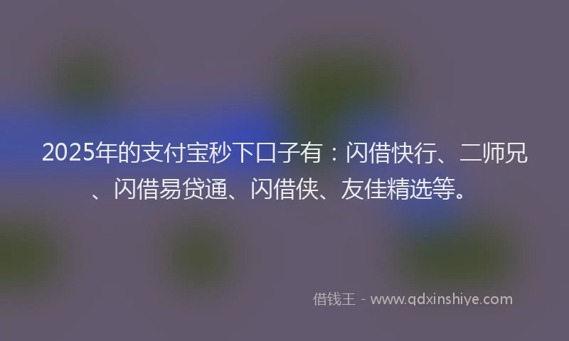 2025年的支付宝秒下口子有：闪借快行、二师兄、闪借易贷通、闪借侠、友佳精选等。
