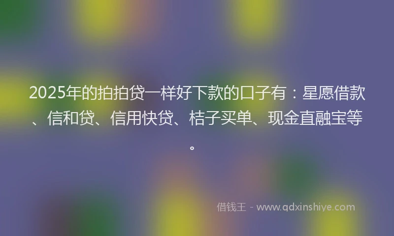 2025年的拍拍贷一样好下款的口子有：星愿借款、信和贷、信用快贷、桔子买单、现金直融宝等。