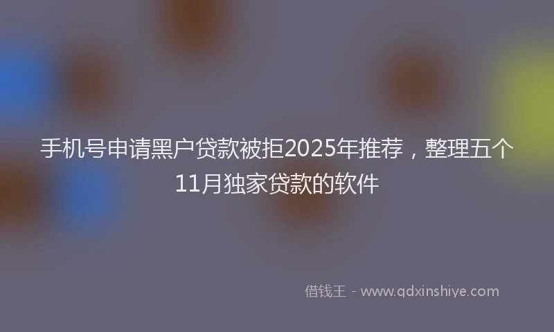 手机号申请黑户贷款被拒2025年推荐，整理五个11月独家贷款的软件