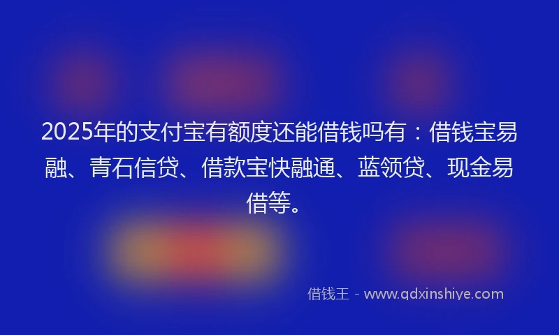 2025年的支付宝有额度还能借钱吗有：借钱宝易融、青石信贷、借款宝快融通、蓝领贷、现金易借等。