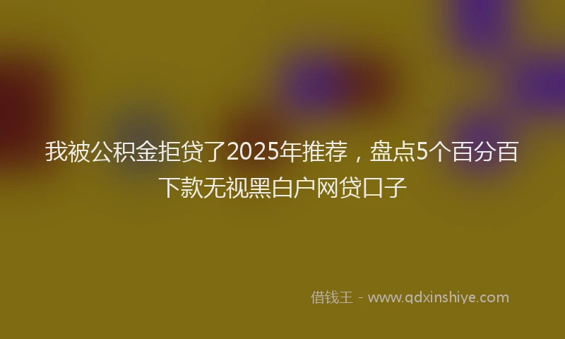 我被公积金拒贷了2025年推荐，盘点5个百分百下款无视黑白户网贷口子