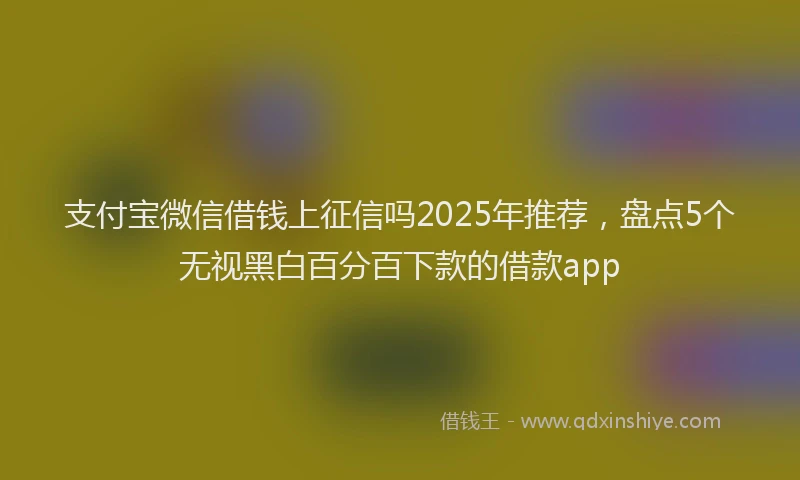 支付宝微信借钱上征信吗2025年推荐，盘点5个无视黑白百分百下款的借款app