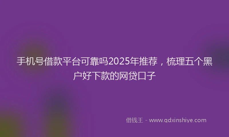手机号借款平台可靠吗2025年推荐，梳理五个黑户好下款的网贷口子