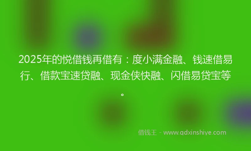 2025年的悦借钱再借有：度小满金融、钱速借易行、借款宝速贷融、现金侠快融、闪借易贷宝等。