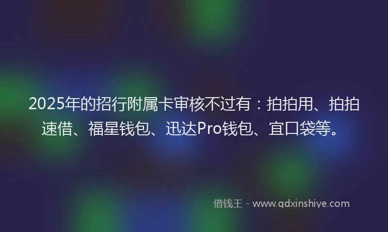 2025年的招行附属卡审核不过有：拍拍用、拍拍速借、福星钱包、迅达Pro钱包、宜口袋等。