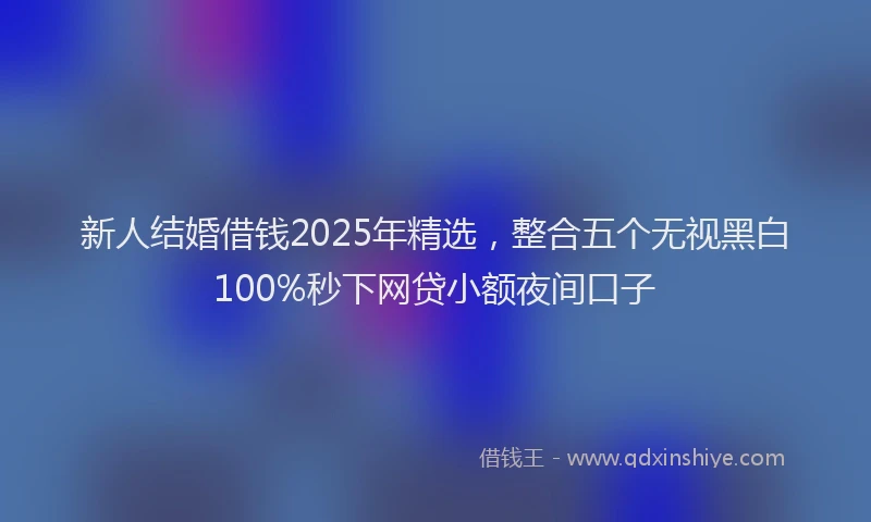 新人结婚借钱2025年精选，整合五个无视黑白100%秒下网贷小额夜间口子