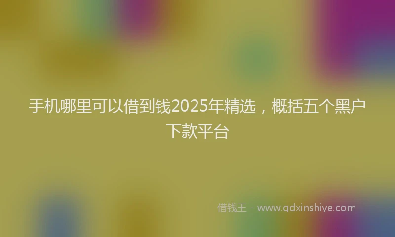 手机哪里可以借到钱2025年精选，概括五个黑户下款平台