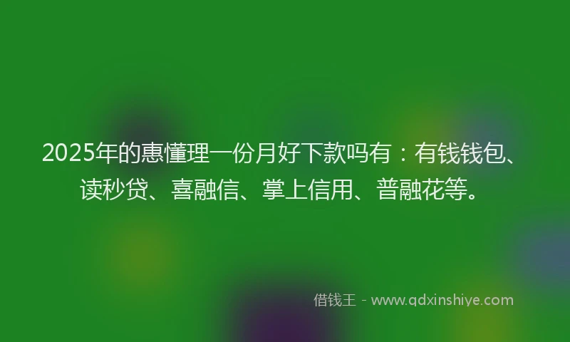 2025年的惠懂理一份月好下款吗有：有钱钱包、读秒贷、喜融信、掌上信用、普融花等。