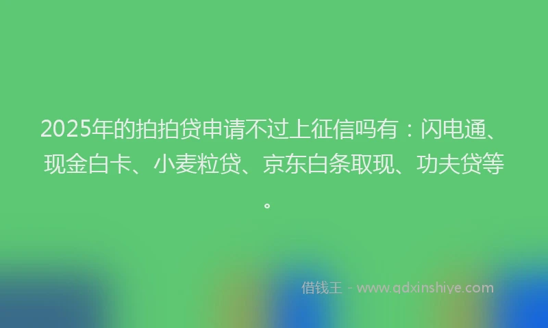 2025年的拍拍贷申请不过上征信吗有：闪电通、现金白卡、小麦粒贷、京东白条取现、功夫贷等。