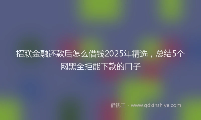 招联金融还款后怎么借钱2025年精选，总结5个网黑全拒能下款的口子