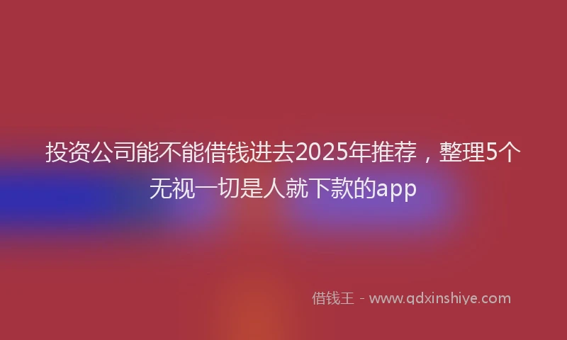 投资公司能不能借钱进去2025年推荐，整理5个无视一切是人就下款的app