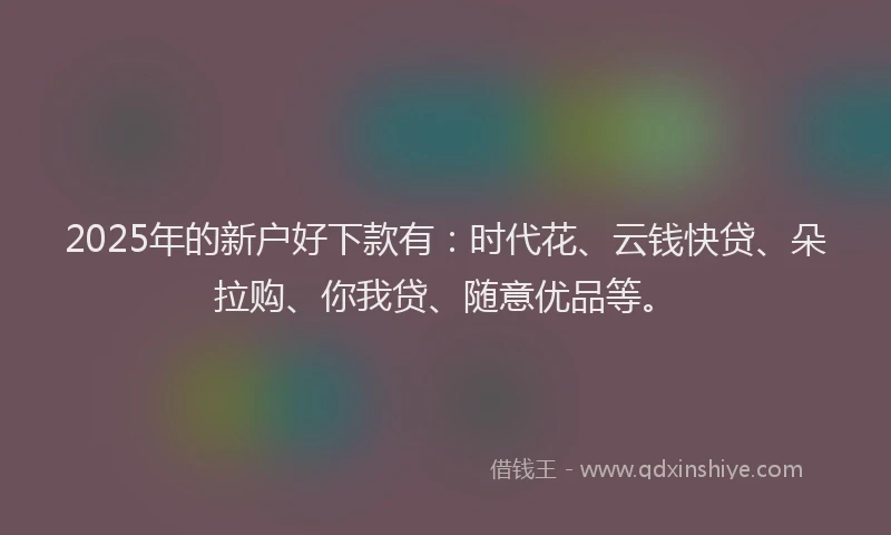 2025年的新户好下款有：时代花、云钱快贷、朵拉购、你我贷、随意优品等。