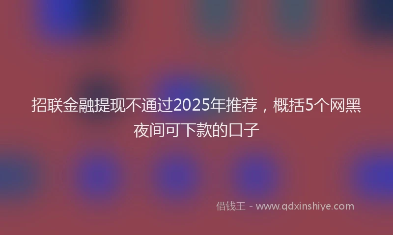 招联金融提现不通过2025年推荐，概括5个网黑夜间可下款的口子