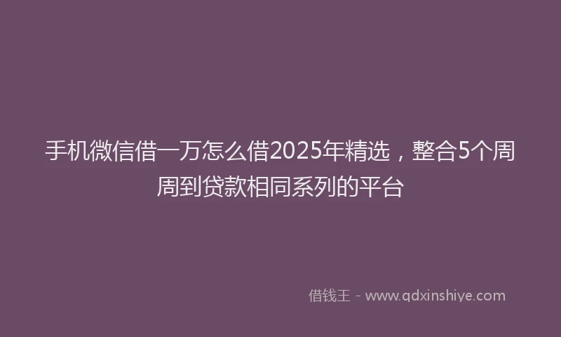 手机微信借一万怎么借2025年精选，整合5个周周到贷款相同系列的平台