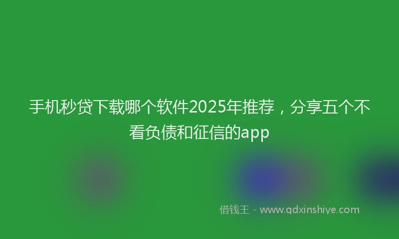 手机秒贷下载哪个软件2025年推荐，分享五个不看负债和征信的app