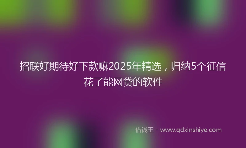 招联好期待好下款嘛2025年精选，归纳5个征信花了能网贷的软件