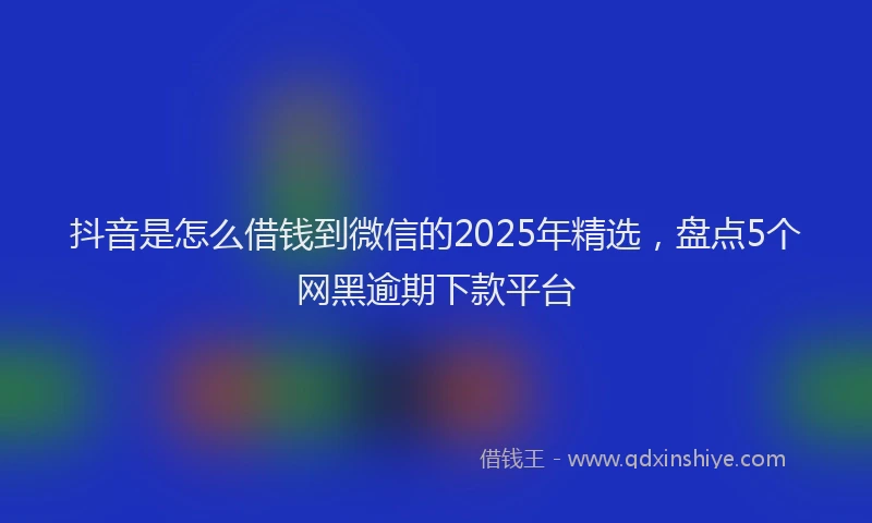 抖音是怎么借钱到微信的2025年精选，盘点5个网黑逾期下款平台