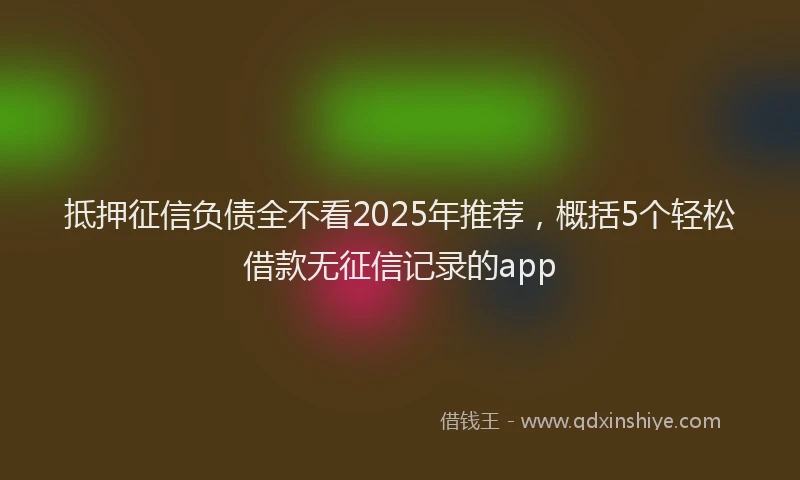 抵押征信负债全不看2025年推荐，概括5个轻松借款无征信记录的app