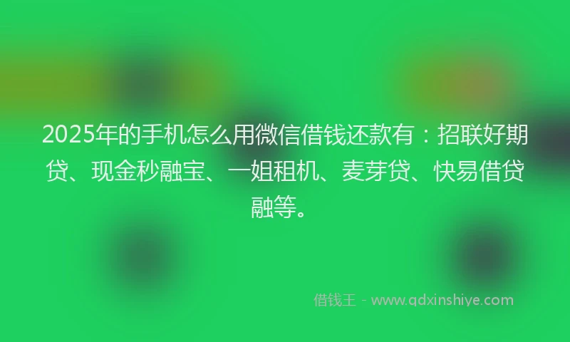 2025年的手机怎么用微信借钱还款有：招联好期贷、现金秒融宝、一姐租机、麦芽贷、快易借贷融等。