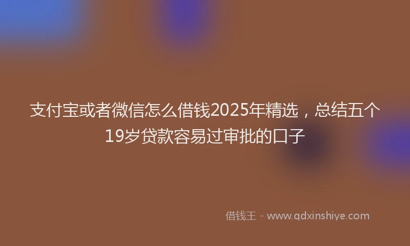 支付宝或者微信怎么借钱2025年精选，总结五个19岁贷款容易过审批的口子