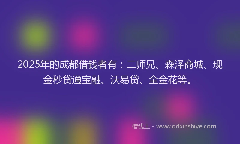 2025年的成都借钱者有：二师兄、森泽商城、现金秒贷通宝融、沃易贷、全金花等。