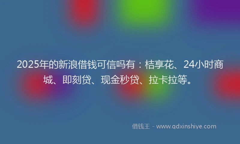 2025年的新浪借钱可信吗有：桔享花、24小时商城、即刻贷、现金秒贷、拉卡拉等。