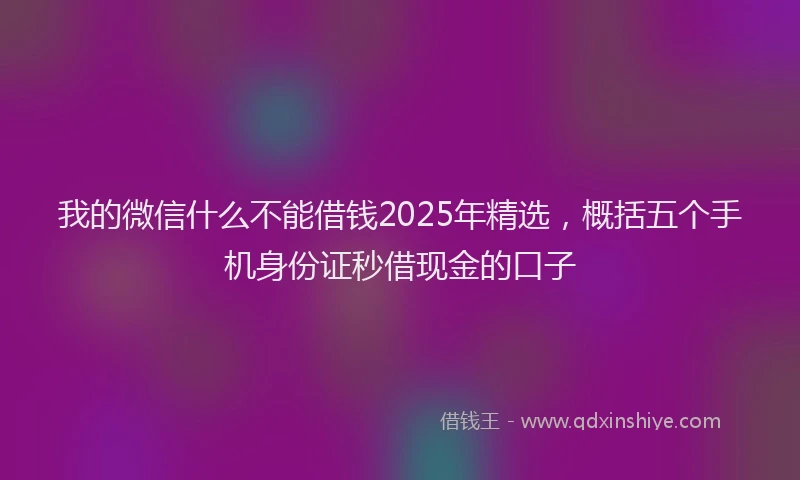 我的微信什么不能借钱2025年精选，概括五个手机身份证秒借现金的口子
