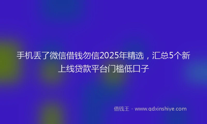 手机丢了微信借钱勿信2025年精选，汇总5个新上线贷款平台门槛低口子