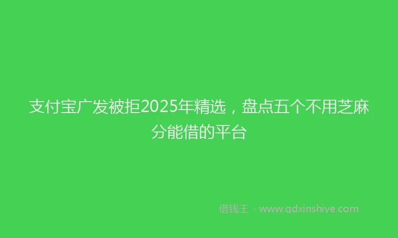 支付宝广发被拒2025年精选，盘点五个不用芝麻分能借的平台
