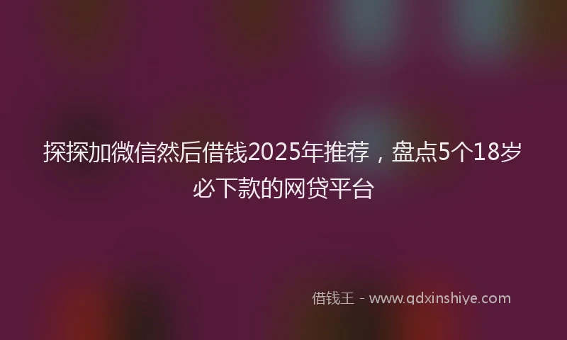 探探加微信然后借钱2025年推荐，盘点5个18岁必下款的网贷平台