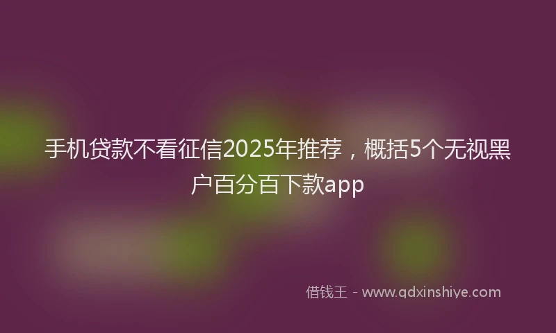 手机贷款不看征信2025年推荐，概括5个无视黑户百分百下款app